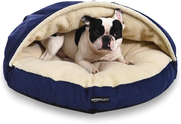 Amazon Basics - Cuccia a grotta perCane animali domestici, Media, Blu