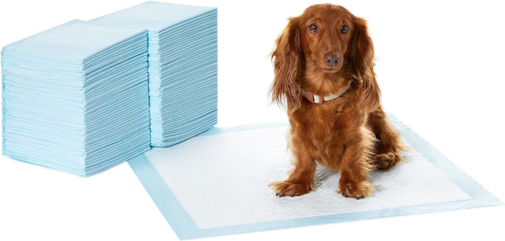 Amazon Basics, Tappetini per laddestramento di cani e cuccioli, design a 5 strati a prova di perdite con superficie ad asciugatura rapida, dimensione standard, confezione da 100