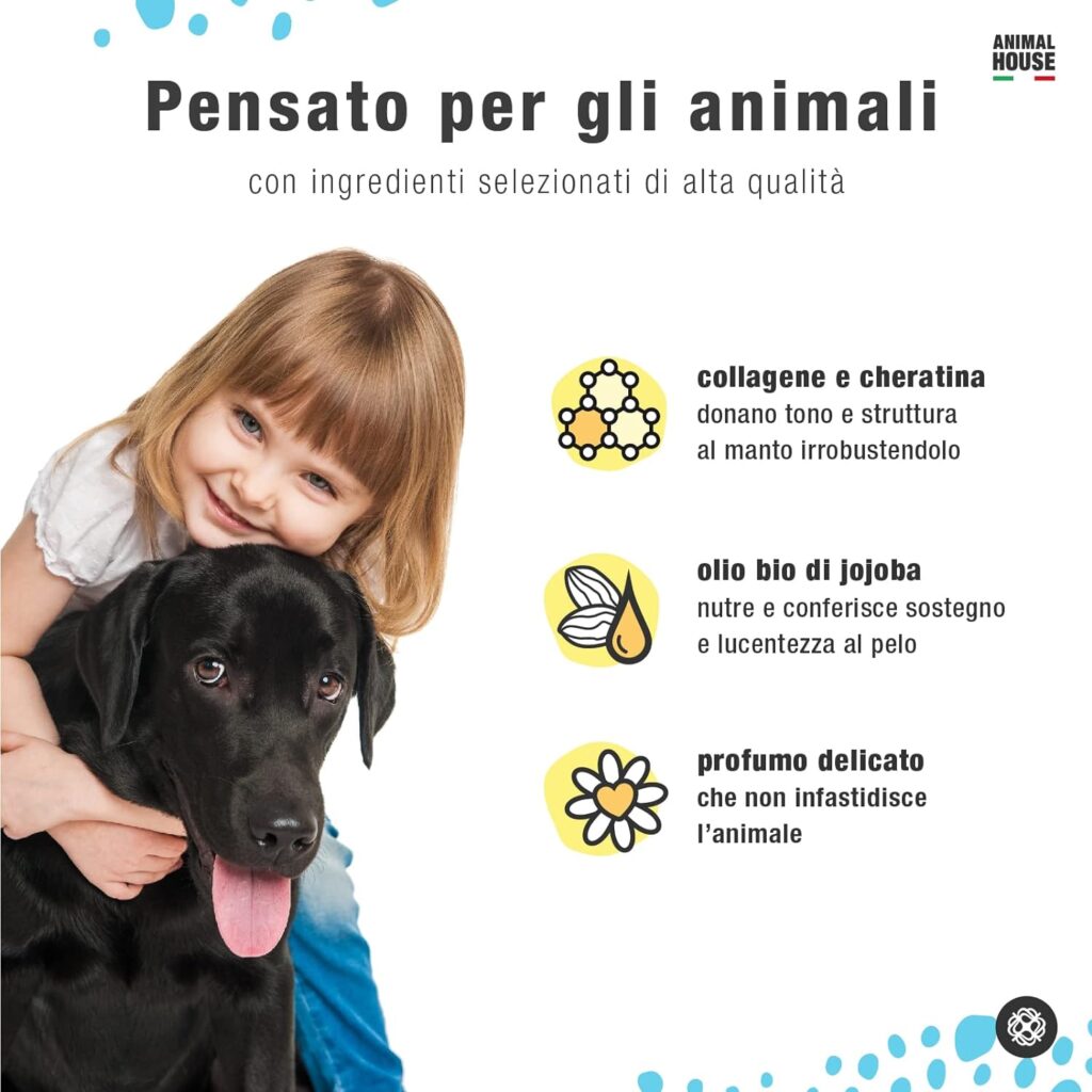 Animal House - Shampoo Liquido Sciogli Nodi per pelo Lungo - Naturale - Ipoallegenico - Profumato - Cruelty Free -Nutriente - Dona Brillantezza - Districante (Sciogli Nodi, 1)