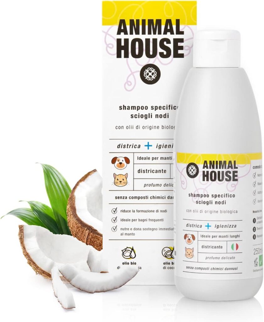 Animal House - Shampoo Liquido Sciogli Nodi per pelo Lungo - Naturale - Ipoallegenico - Profumato - Cruelty Free -Nutriente - Dona Brillantezza - Districante (Sciogli Nodi, 1)