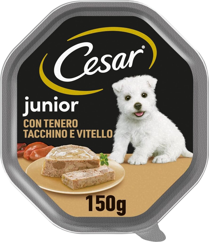 Cesar Junior Cibo per Cane Cucciolo Puppy con tenero Tacchino e Vitello 150 g - 14 vaschette