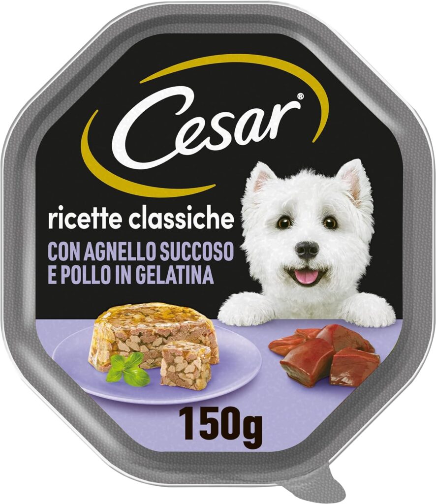 Cesar Ricette Classiche Cibo per Cane Tenero Patè con Tenero Vitello e Pollo 150 g - 14 Vaschette