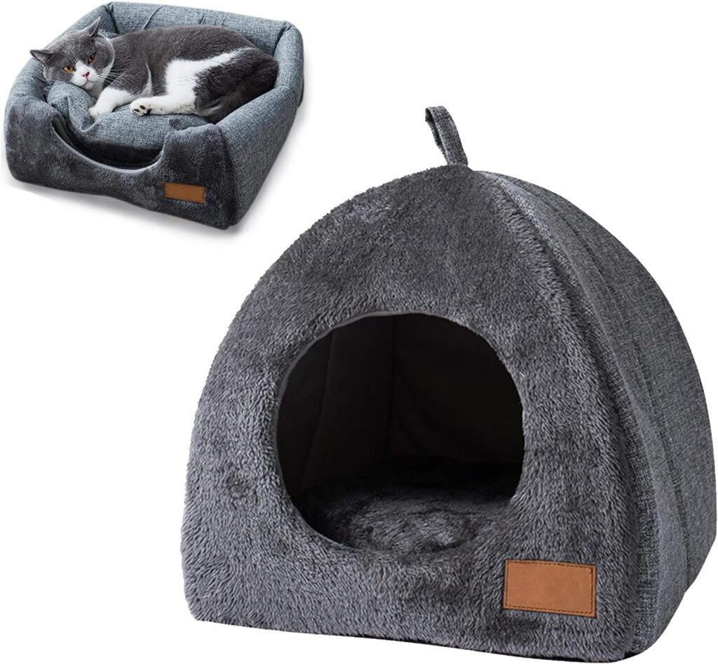 Cuccia Da Interni Per Gatti Letto Pieghevole 2 In 1 Tenda Per Gatti Rimovibile Cuccia Gatto Grotte E Case Comodi Lettiere Per Gatti E Altri Animali Domestici