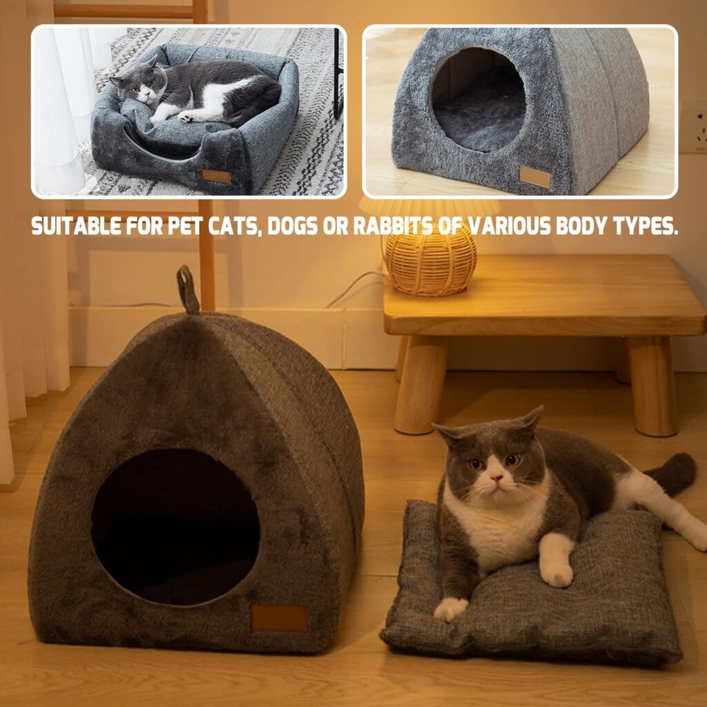 Cuccia Da Interni Per Gatti Letto Pieghevole 2 In 1 Tenda Per Gatti Rimovibile Cuccia Gatto Grotte E Case Comodi Lettiere Per Gatti E Altri Animali Domestici