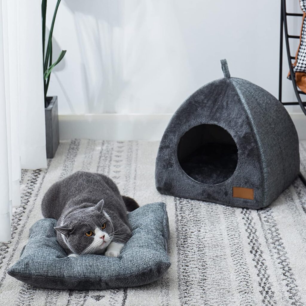 Cuccia Da Interni Per Gatti Letto Pieghevole 2 In 1 Tenda Per Gatti Rimovibile Cuccia Gatto Grotte E Case Comodi Lettiere Per Gatti E Altri Animali Domestici