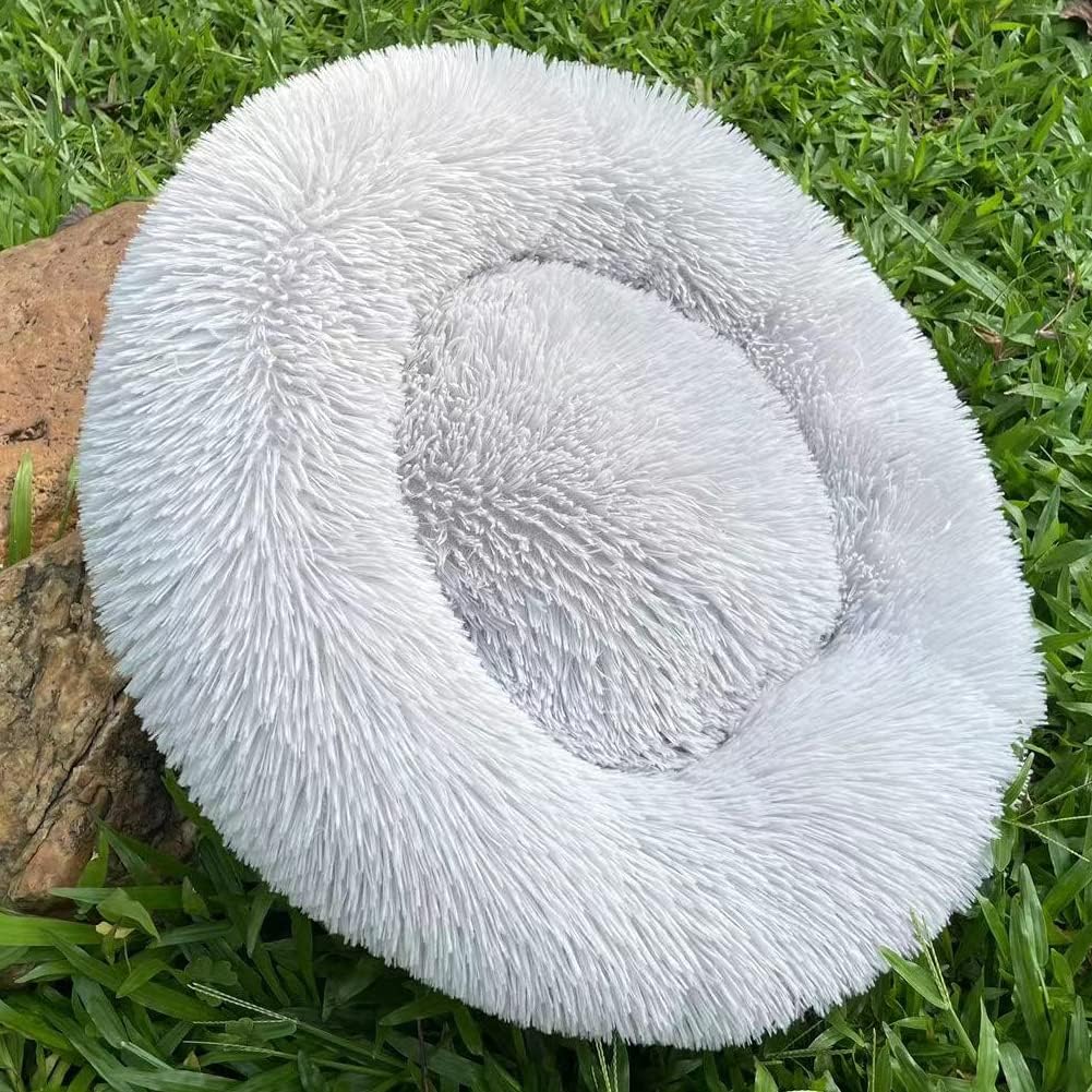 Cuccia per Gatti Cuccia Gatto Letto per Cani Rotondo Ciambella Morbido Peluche Tondo per Animali Domestici Gatto Morbido Lettino (Grigio chiaro)