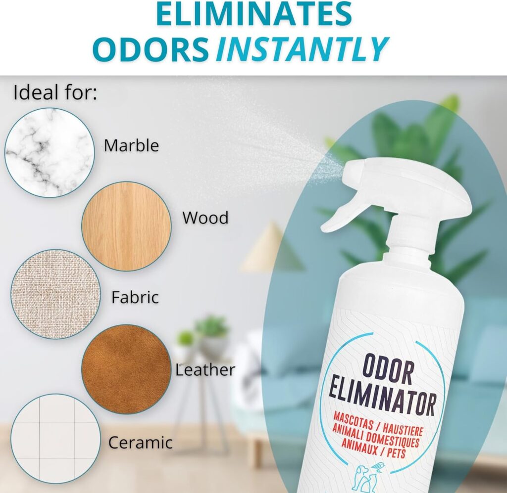 EOS (1 litro) Elimina i Cattivi Odori Lasciati dagli Animali Domestici. Anti-Odore per tutti gli Animali (Cani, Gatti) e Superfici Eliminare odore pipì cane. Repellente per gatti