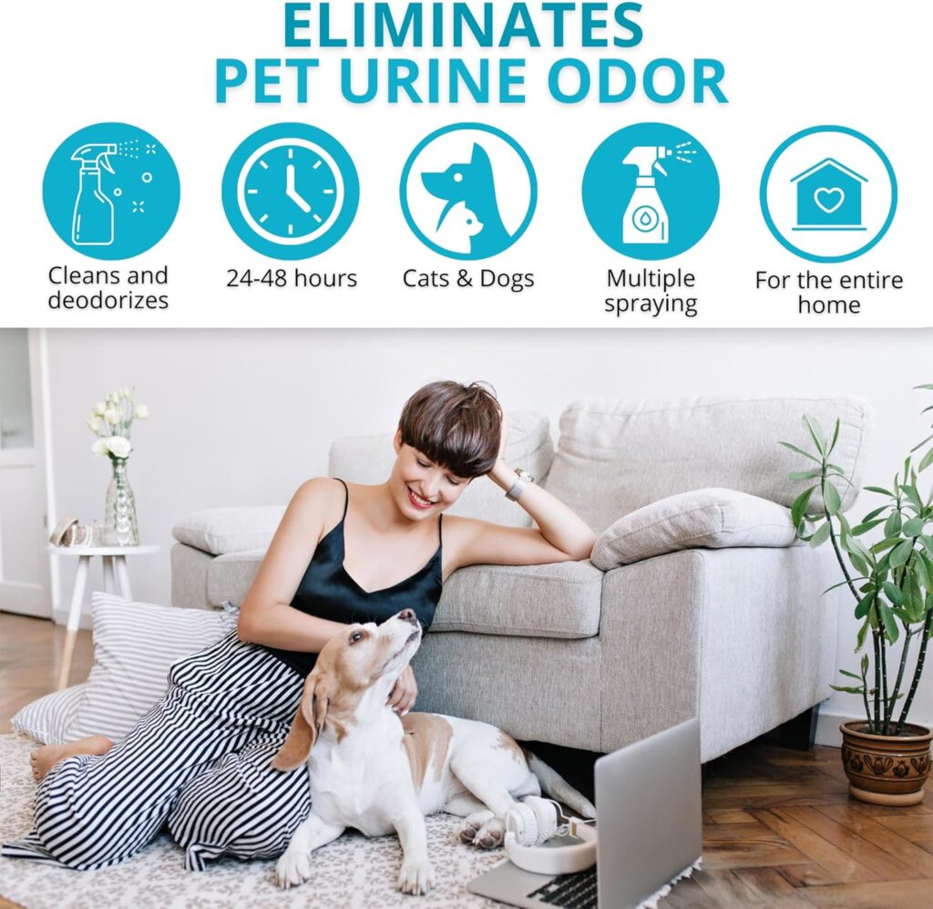 EOS (1 litro) Elimina i Cattivi Odori Lasciati dagli Animali Domestici. Anti-Odore per tutti gli Animali (Cani, Gatti) e Superfici Eliminare odore pipì cane. Repellente per gatti