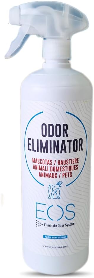 EOS (1 litro) Elimina i Cattivi Odori Lasciati dagli Animali Domestici. Anti-Odore per tutti gli Animali (Cani, Gatti) e Superfici Eliminare odore pipì cane. Repellente per gatti