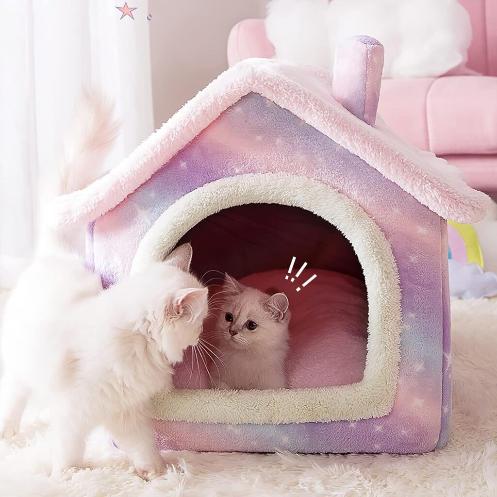 Galatée Letto Grotta Per Gatti, Cuccia Per Cani Lavabile, Igloo In Peluche Caldo e Accogliente, Pieghevole e Confortevole, Per Animali Domestici(S, Orso Bruno)