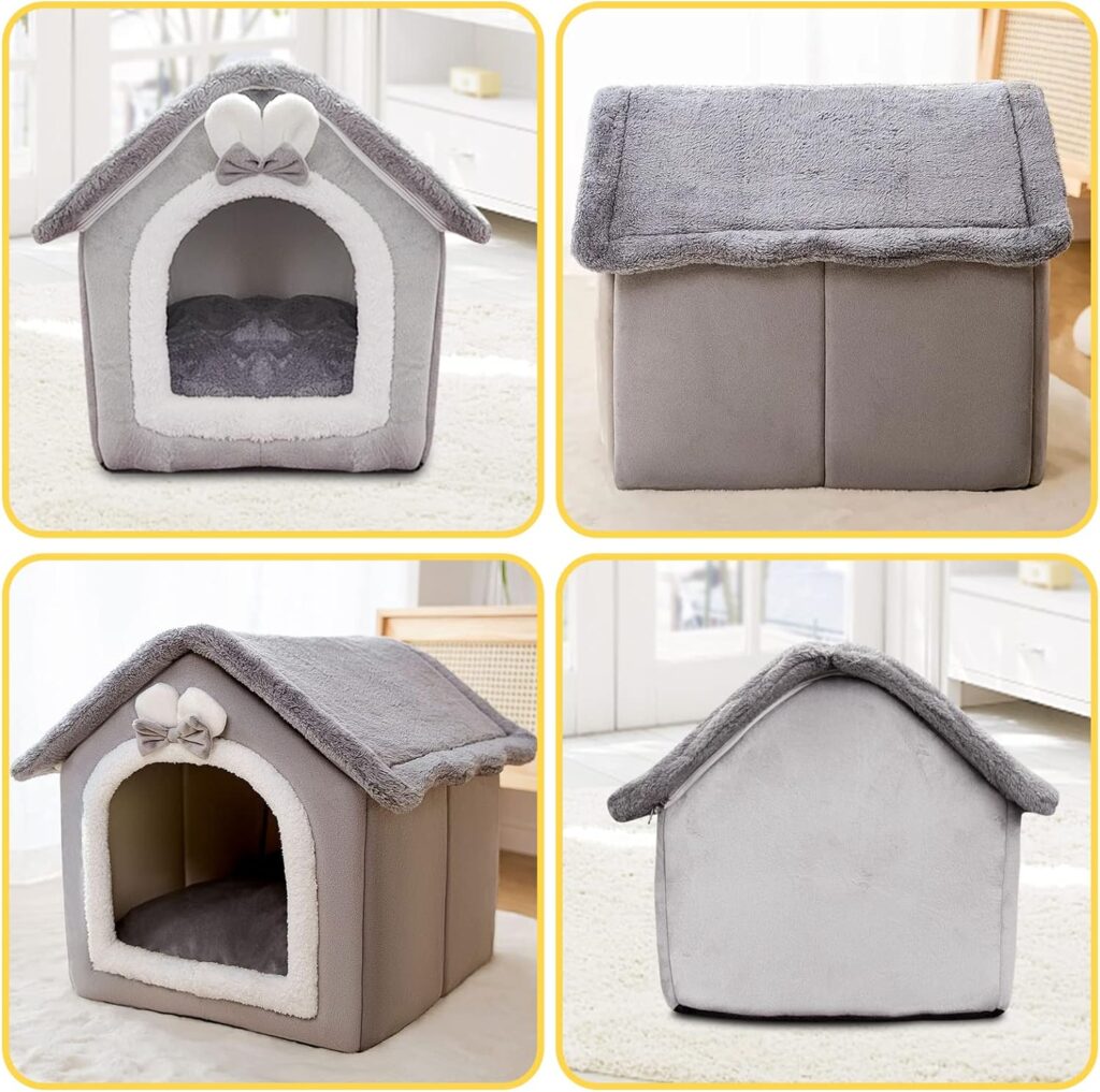 Galatée Letto Grotta Per Gatti, Cuccia Per Cani Lavabile, Igloo In Peluche Caldo e Accogliente, Pieghevole e Confortevole, Per Animali Domestici(S, Orso Bruno)