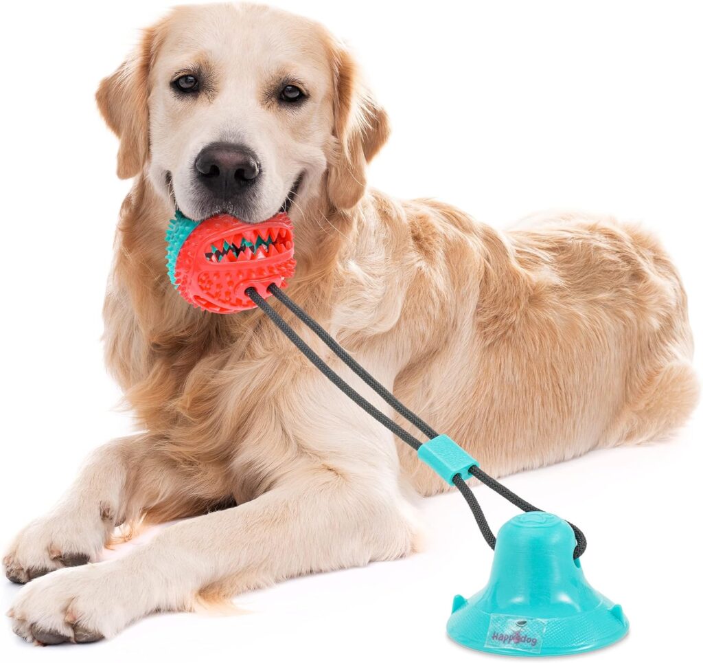 HAPPYDOG - Gioco interattivo cane per tutte le taglie - Giochi attivazione mentale cane divertente e stimolante - Materiale resistente ai morsi - Palla masticabile e fune elastica