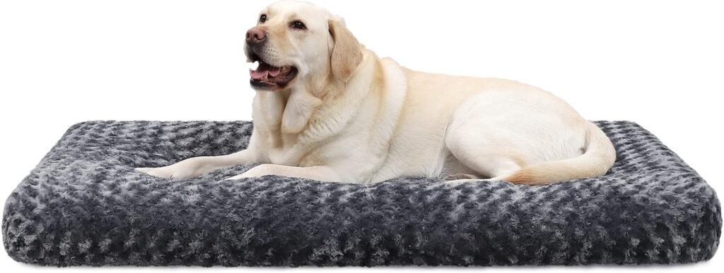 KSIIA Cuscino per Cani Taglia Grande, Cuccia Cane Interno, XL, 105x70cm, Base Antiscivolo, Lettino per Cani, Lavabile in Lavatrice, Materassino Cane, Grigio scuro