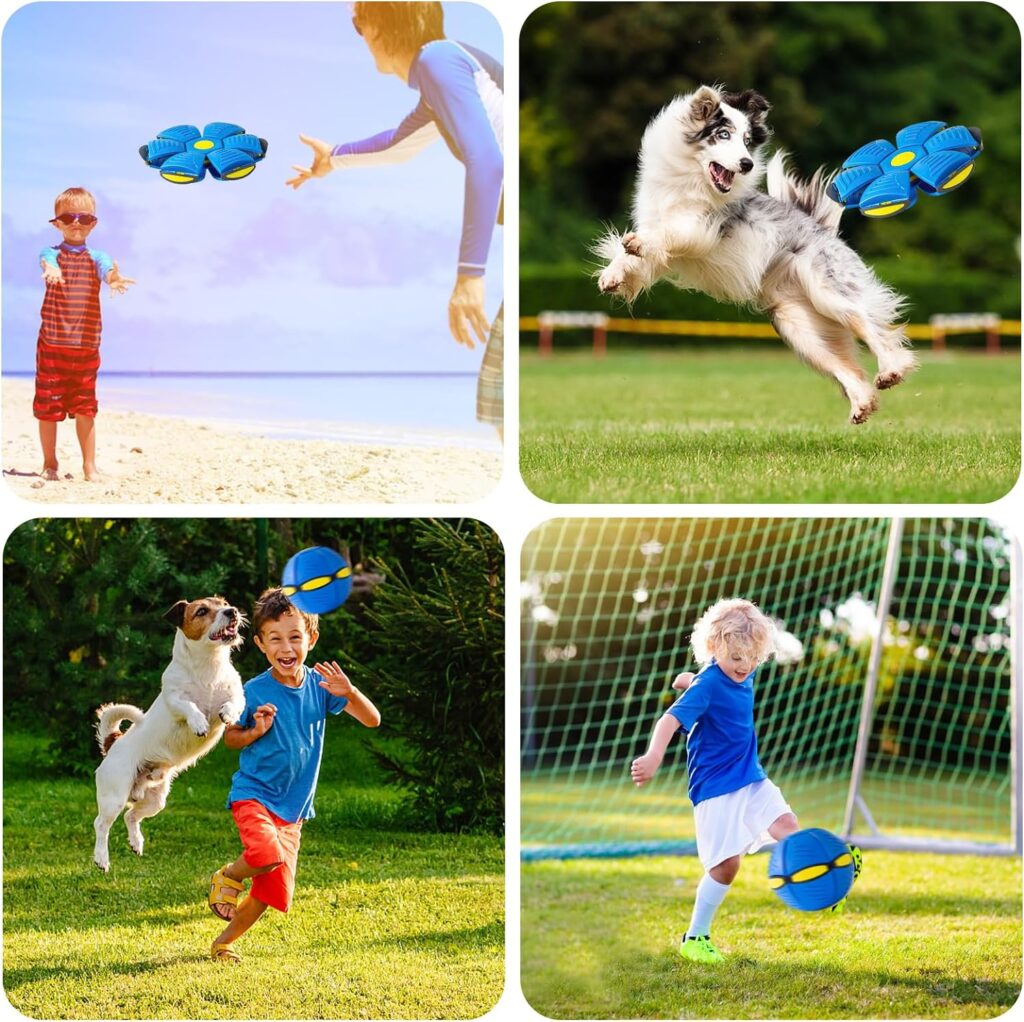 LoQuick luci lampeggianti piattino palla giocattolo per cani, palla volante per cani, palla volante per cani, palla frisbee per animali domestici, giocattolo interattivo per animali domestici, 3 luci