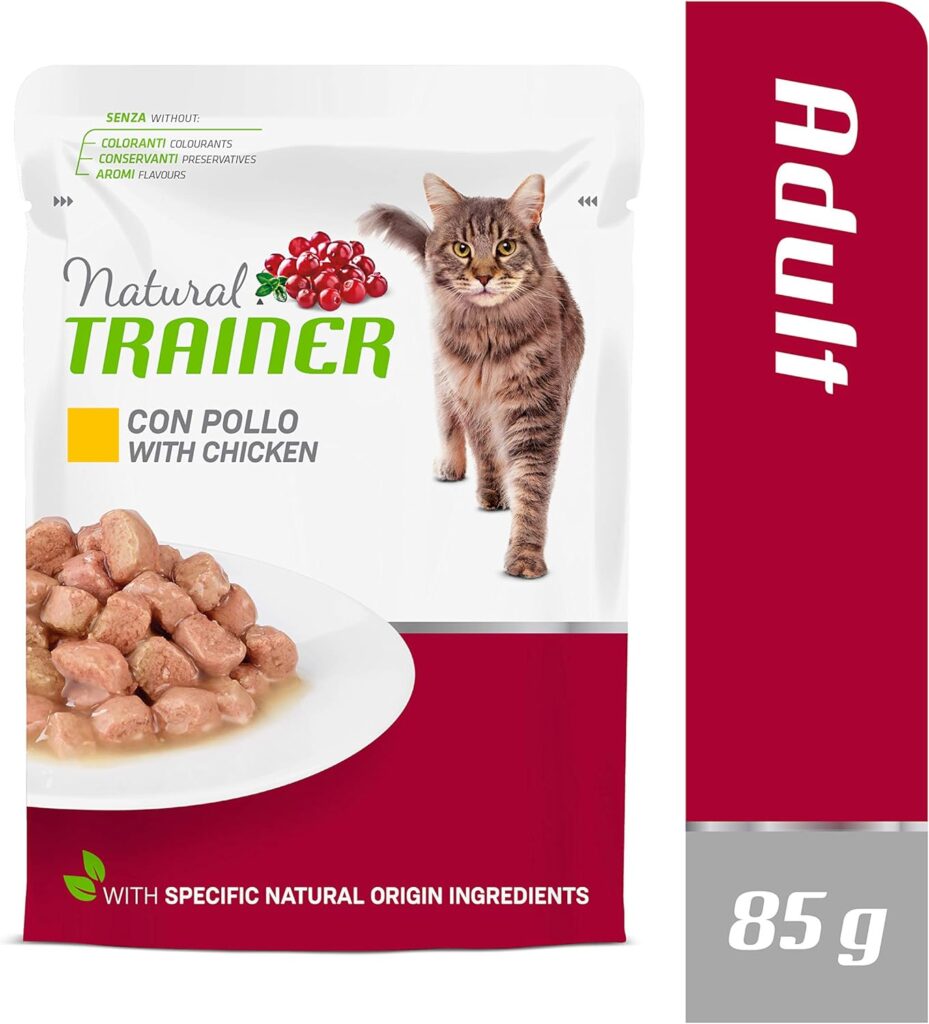 Natural Trainer Cibo per Gatti Adulti con Salmone - 12 Buste x 85gr - 1020 gr