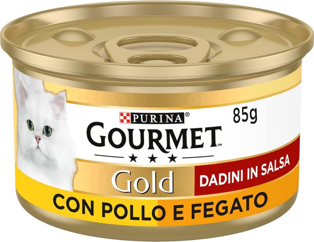 Purina Gourmet Gold Dadini in Salsa Cibo Umido per Gatti con Manzo, 24 Lattine da 85g