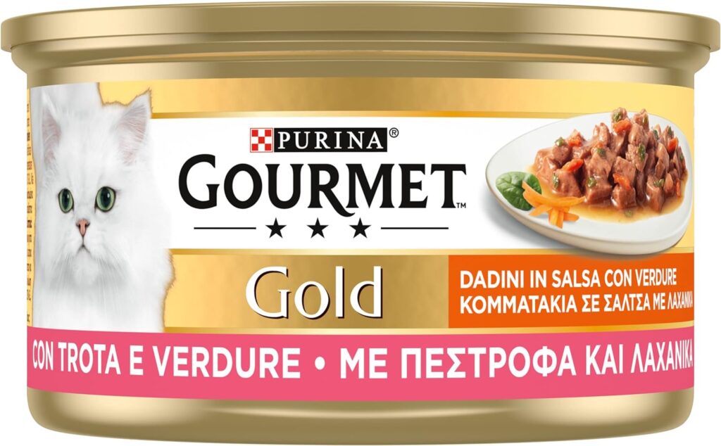 Purina Gourmet Gold Dadini in Salsa Cibo Umido per Gatti con Manzo, 24 Lattine da 85g