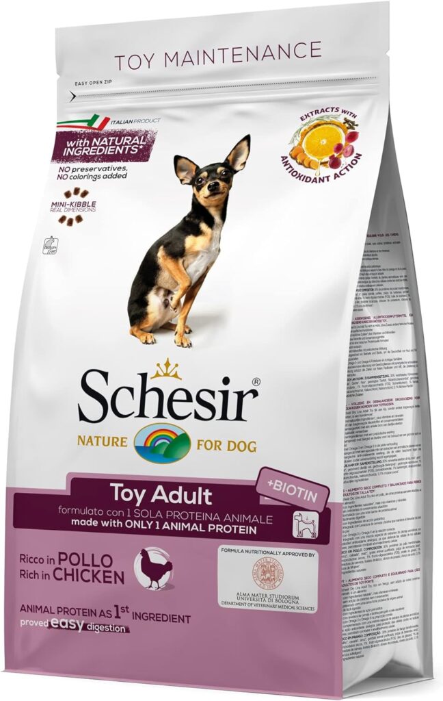 Schesir, Cibo Secco per Cani Adulti di Taglia Toy Linea Mantenimento al Gusto Pollo, Crocchette - Sacco da 2 Kg