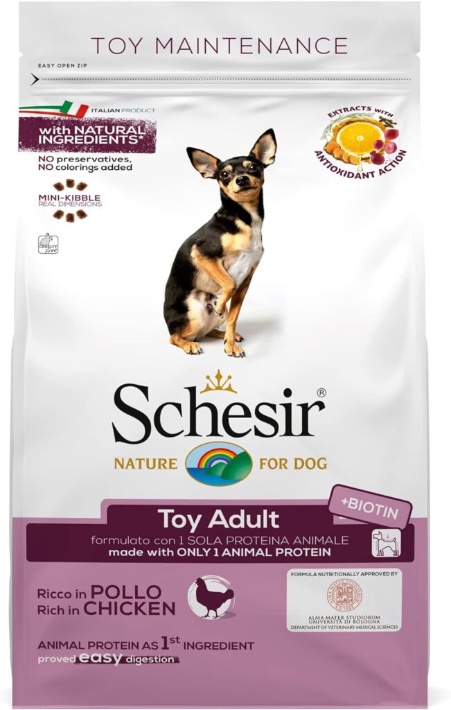 Schesir, Cibo Secco per Cani Adulti di Taglia Toy Linea Mantenimento al Gusto Pollo, Crocchette - Sacco da 2 Kg