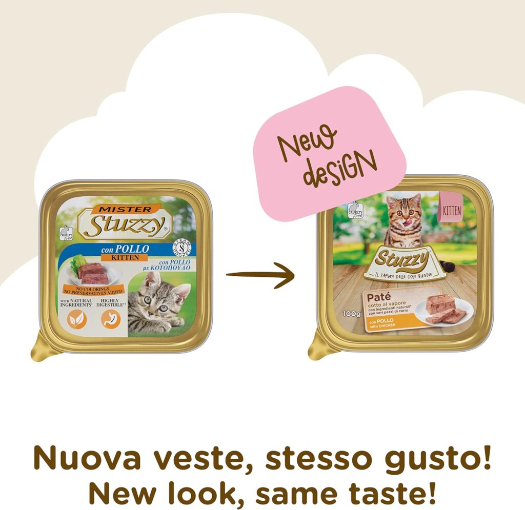 Stuzzy, Cibo Umido per Gatti Adulti al Gusto Manzo, Linea Paté e Carni in Pezzi - Totale 3,2Kg (32 Vaschette da 100G)