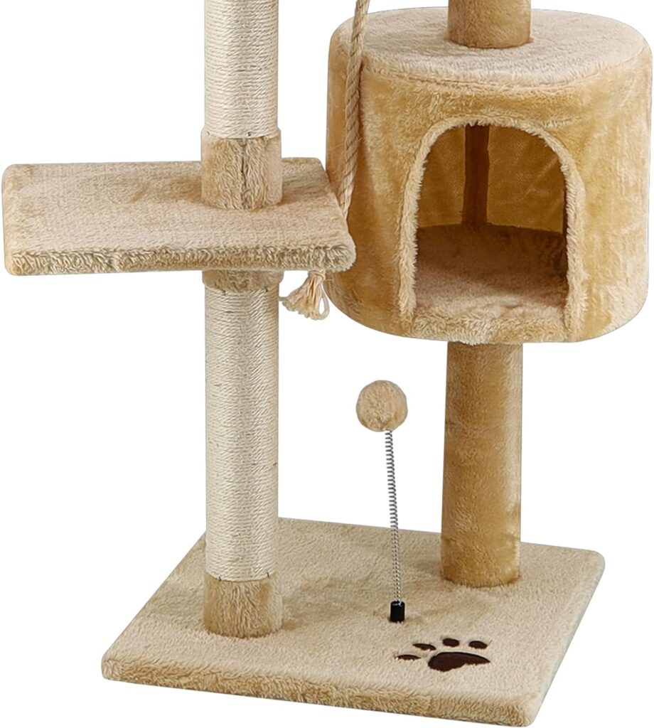 TIRAGRAFFI PER GATTO ALTO 112 CM PARCO GIOCO GIOCHI GRAFFIATOIO SISAL CUCCIA ALBERO GATTI TIRA GRAFFI PALESTRA - Beige