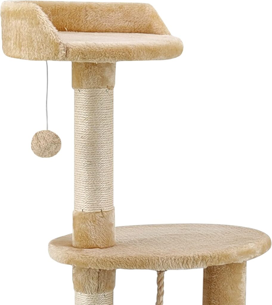 TIRAGRAFFI PER GATTO ALTO 112 CM PARCO GIOCO GIOCHI GRAFFIATOIO SISAL CUCCIA ALBERO GATTI TIRA GRAFFI PALESTRA - Beige