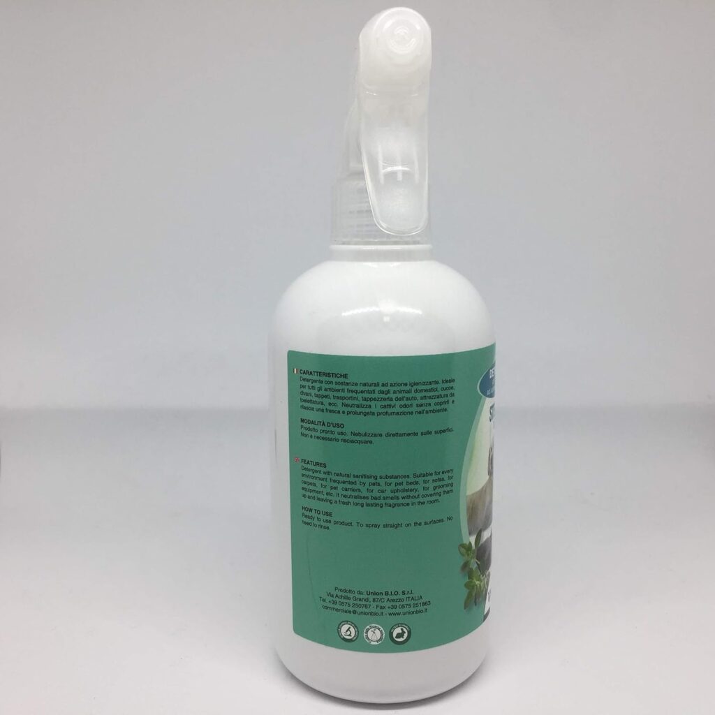 Union Bio® Sterylind 500ML | Spray Detergente Igienizzante Ideale Per Superfici Abitate Da Animali Domestici, Neutralizza i Cattivi Odori Senza Coprirli, 100% NATURALE Senza Risciacquo | Made in ITALY