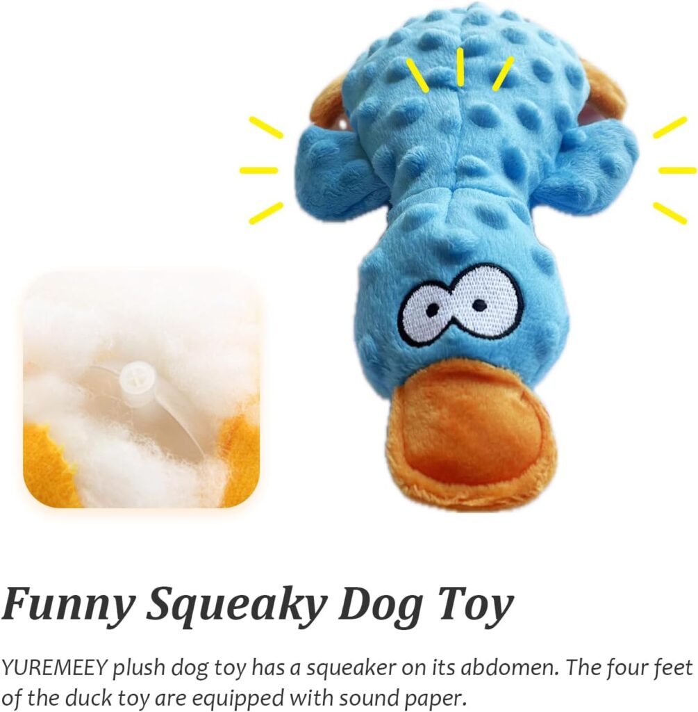 YUREMEEY Giochi con Squeak per Cani, Giochi per Cani Interattivi Peluche Cane con Cigolio, Giocattoli per Cuccioli da Masticare, per a Cani di Piccola e Media Taglia, Blu