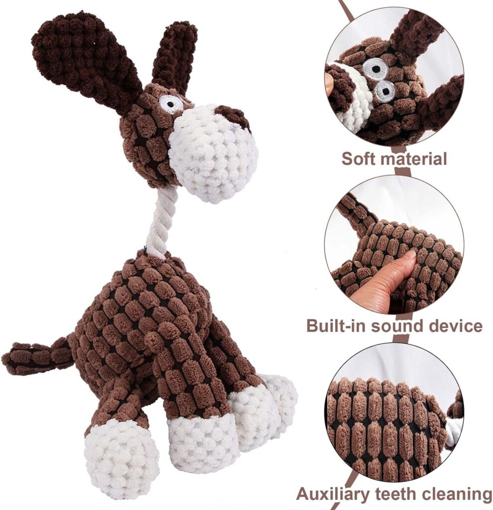 Zimoer Giochi per Cani Squeak Interattivi, Giocattoli da Masticare, Giochi con Squeak Imbottitura Peluche per Cani Interattivo Giochi, Coccolone Morbido, per Cani di Piccola e Media Taglia (Marrone)