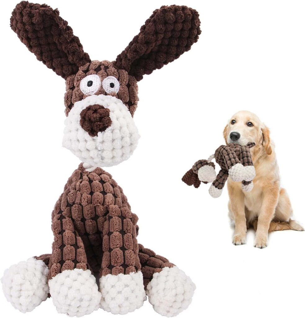 Zimoer Giochi per Cani Squeak Interattivi, Giocattoli da Masticare, Giochi con Squeak Imbottitura Peluche per Cani Interattivo Giochi, Coccolone Morbido, per Cani di Piccola e Media Taglia (Marrone)